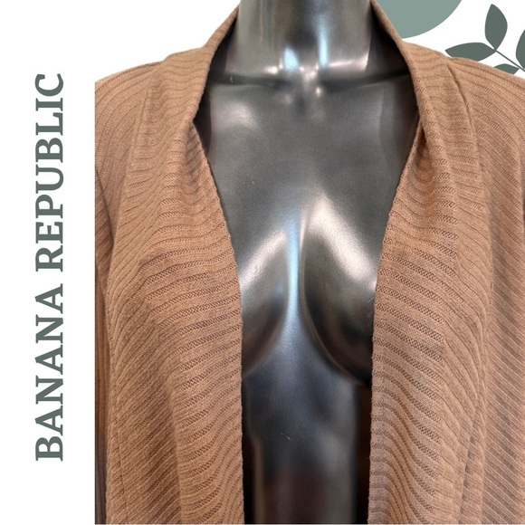 Soft Drape Knit Cardigan Waterfall Front in Tan by Banana Republic Size Large - Picture 5 of 6